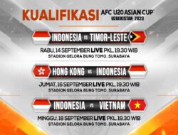 Jadwal Timnas U-19 di Kualifikasi AFC U20 Tanggal 14-18 September, Timor Leste Jadi Lawan Pertama