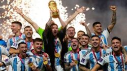 Perayaan Timnas Argentina saat menjuarai Piala Dunia 2023 Qatar